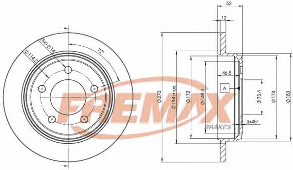 Fremax BD-5356 Rear brake disc, non-ventilated BD5356