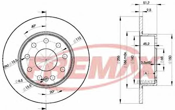 Fremax BD-5616 Rear brake disc, non-ventilated BD5616