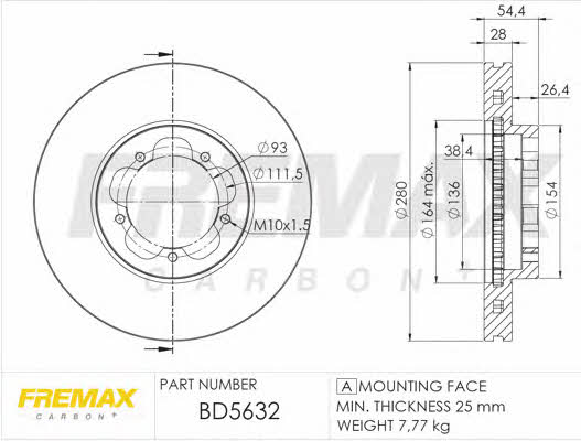 Fremax BD-5632 Front brake disc ventilated BD5632