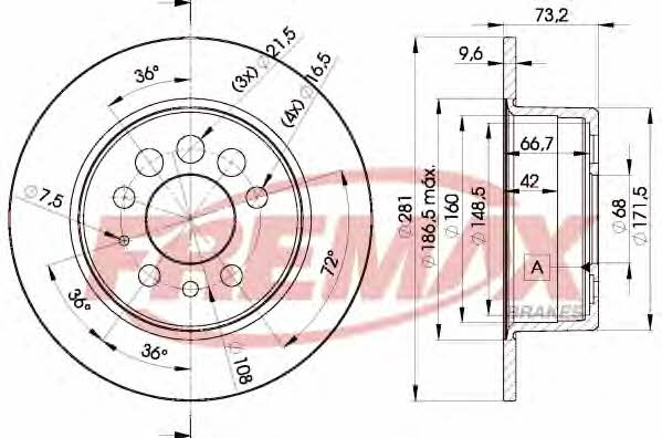 Fremax BD-5782 Rear brake disc, non-ventilated BD5782