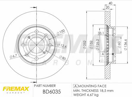 Fremax BD-6035 Front brake disc ventilated BD6035