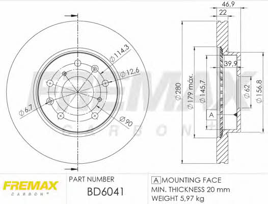 Fremax BD-6041 Front brake disc ventilated BD6041