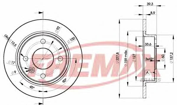 Fremax BD-6165 Rear brake disc, non-ventilated BD6165