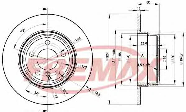 Fremax BD-6491 Rear brake disc, non-ventilated BD6491