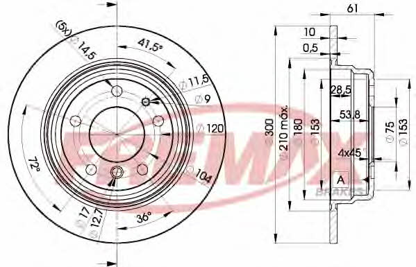 Fremax BD-6668 Rear brake disc, non-ventilated BD6668