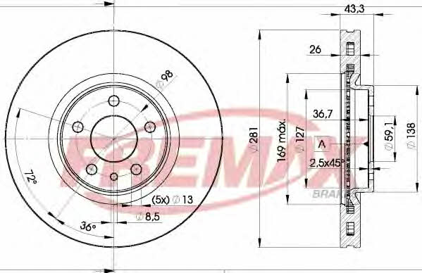 Fremax BD-6811 Front brake disc ventilated BD6811