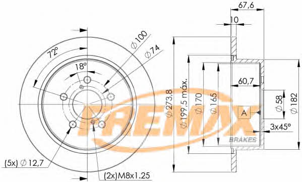 Fremax BD-7033 Rear brake disc, non-ventilated BD7033