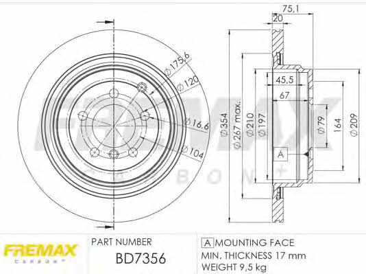 Fremax BD-7356 Rear ventilated brake disc BD7356