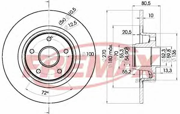 Fremax BD-7898 Rear brake disc, non-ventilated BD7898