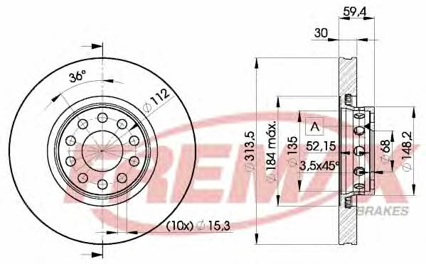 Fremax BD-8015 Front brake disc ventilated BD8015