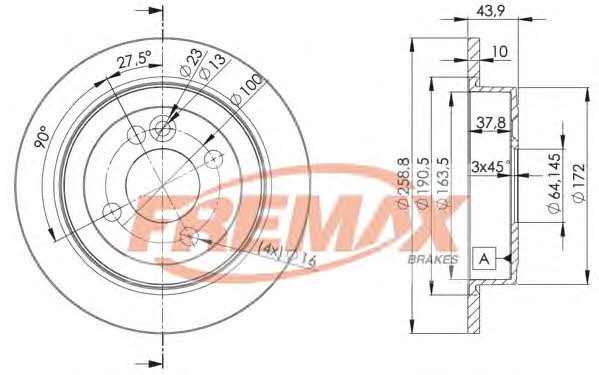 Fremax BD-8571 Rear brake disc, non-ventilated BD8571