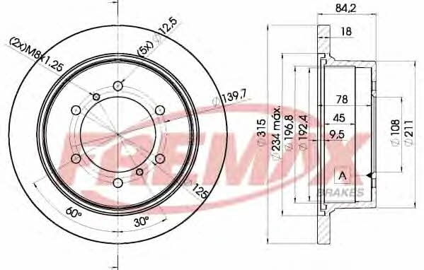 Fremax BD-8797 Rear brake disc, non-ventilated BD8797