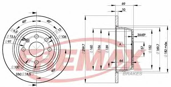 Fremax BD-9041 Rear brake disc, non-ventilated BD9041