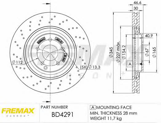 Fremax BD-4291 Brake disc BD4291