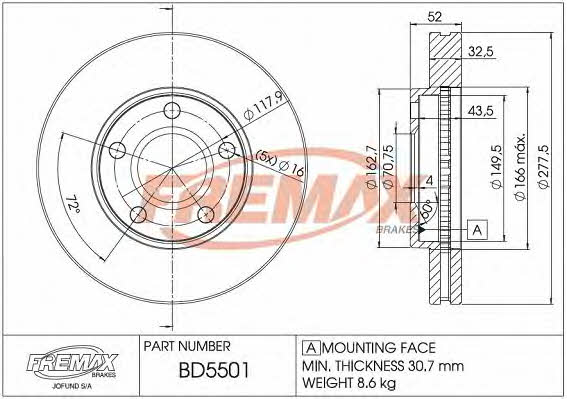 Fremax BD-5501 Front brake disc ventilated BD5501