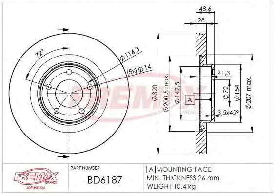 Fremax BD-6187 Front brake disc ventilated BD6187