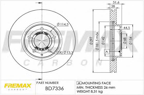 Fremax BD-7336 Front brake disc ventilated BD7336