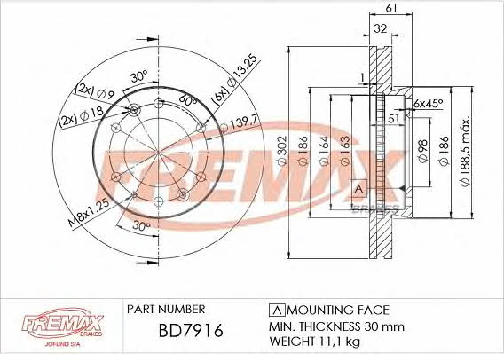 Fremax BD-7916 Front brake disc ventilated BD7916
