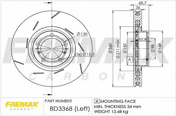 Fremax BD-3368 Front brake disc ventilated BD3368