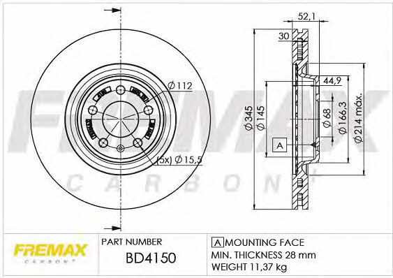Fremax BD-4150 Front brake disc ventilated BD4150