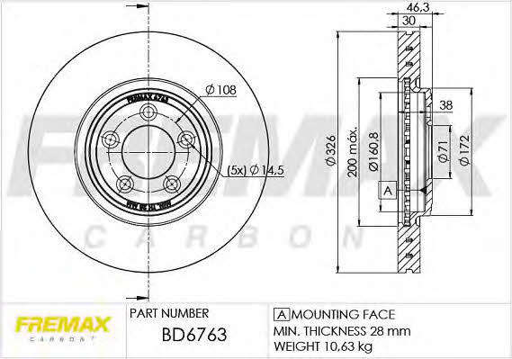 Fremax BD-6763 Front brake disc ventilated BD6763