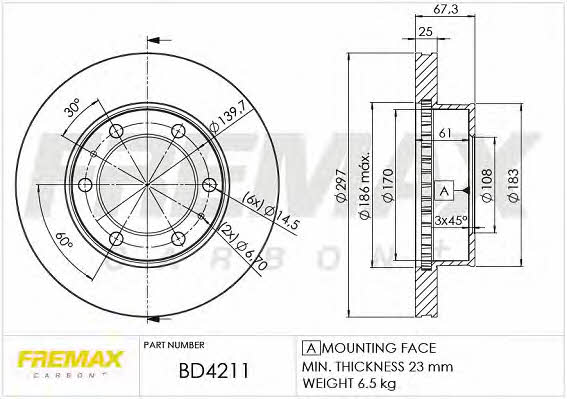 Fremax BD-4211 Front brake disc ventilated BD4211