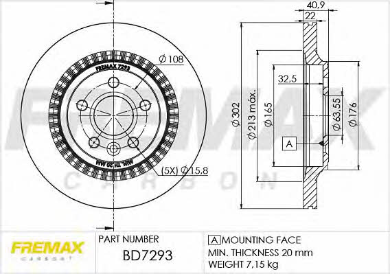 Fremax BD-7293 Rear ventilated brake disc BD7293
