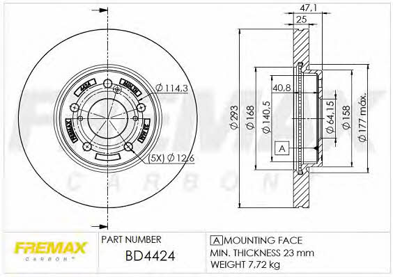 Fremax BD-4424 Front brake disc ventilated BD4424