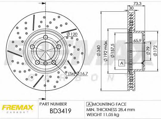 Fremax BD-3419 Front brake disc ventilated BD3419