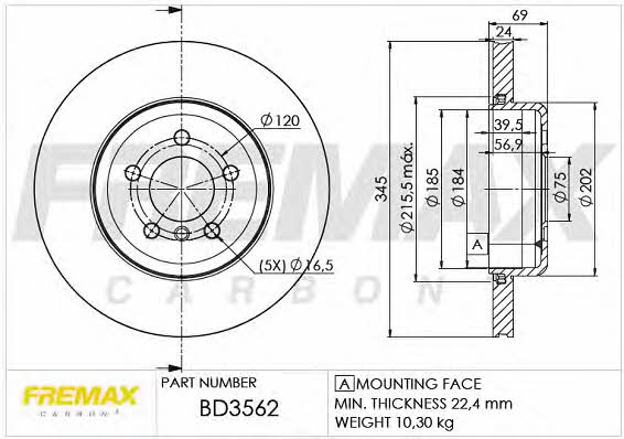 Fremax BD-3562 Brake disc BD3562
