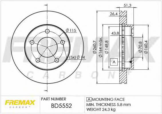 Fremax BD-5552 Front brake disc ventilated BD5552