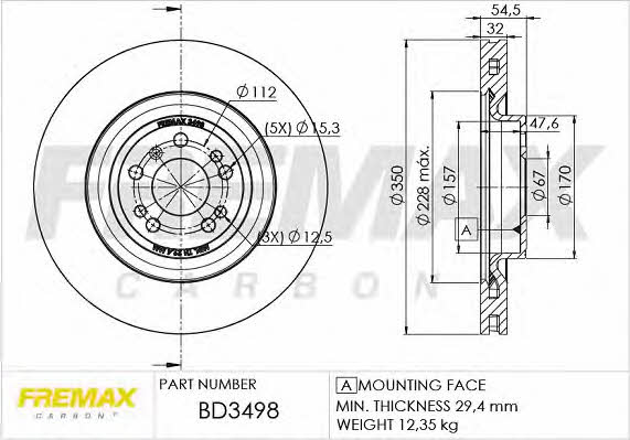 Fremax BD-3498 Front brake disc ventilated BD3498