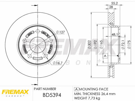 Fremax BD-5394 Front brake disc ventilated BD5394