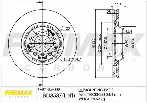 Fremax BD-3537 Front brake disc ventilated BD3537