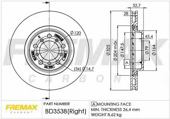 Fremax BD-3538 Front brake disc ventilated BD3538
