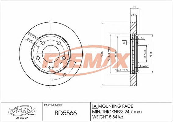 Fremax BD-5566 Front brake disc ventilated BD5566