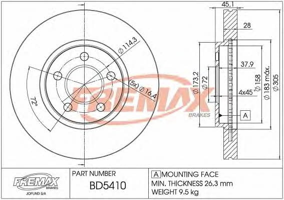 Fremax BD-5410 Front brake disc ventilated BD5410