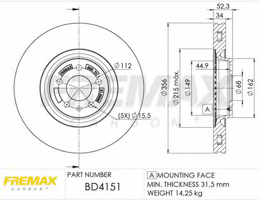 Fremax BD-4151 Front brake disc ventilated BD4151