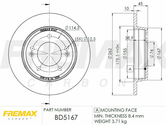 Fremax BD-5167 Brake disc BD5167