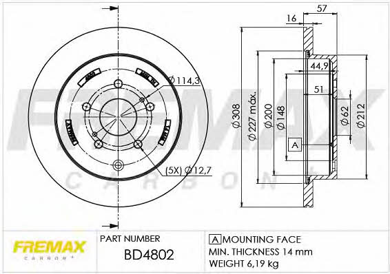 Fremax BD-4802 Rear ventilated brake disc BD4802