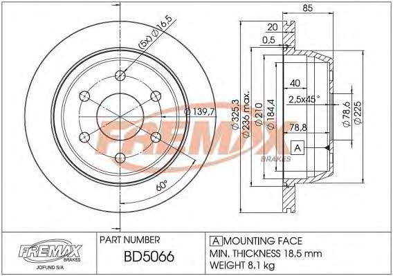 Fremax BD-5066 Front brake disc ventilated BD5066