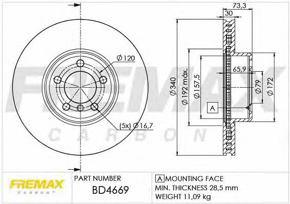 Fremax BD-4669 Front brake disc ventilated BD4669
