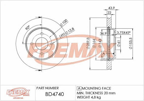 Fremax BD-4740 Front brake disc ventilated BD4740
