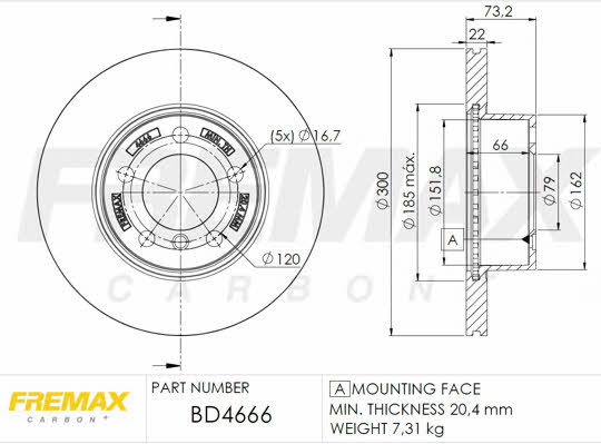 Fremax BD-4666 Front brake disc ventilated BD4666