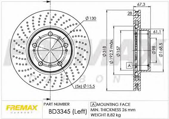 Fremax BD-3345 Front brake disc ventilated BD3345