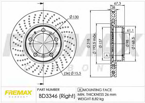 Fremax BD-3346 Front brake disc ventilated BD3346