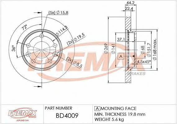 Fremax BD-4009 Front brake disc ventilated BD4009
