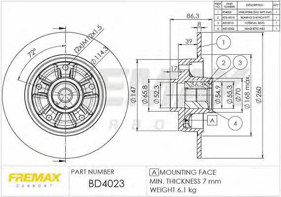 Fremax BD-4023 Brake disc BD4023