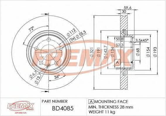Fremax BD-4085 Front brake disc ventilated BD4085