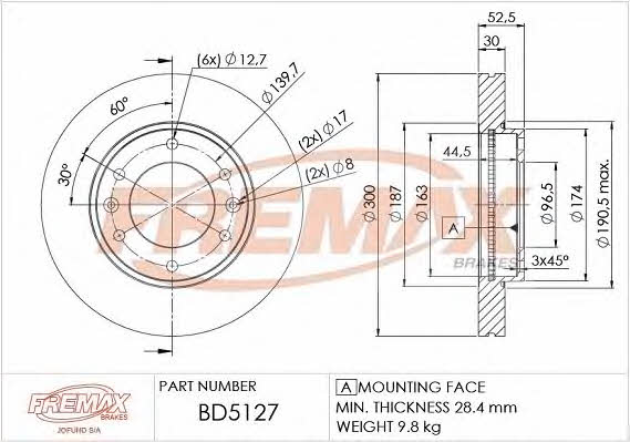 Fremax BD-5127 Front brake disc ventilated BD5127